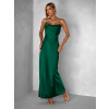 Smaragdové dlouhé saténové šaty UNUTA s odhalenými zády