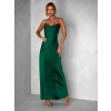Smaragdové dlouhé saténové šaty UNUTA s odhalenými zády