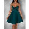 Smaragdové letní áčkové krátké šaty MADURAI