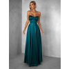Smaragdové saténové společenské dlouhé šaty GYBRAL s korzetem