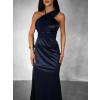 Tmavě modré variabilní dlouhé saténové šaty BOLZANO