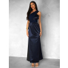 Tmavě modré variabilní dlouhé saténové šaty BOLZANO