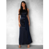 Tmavě modré variabilní dlouhé saténové šaty BOLZANO