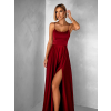 Bordó dlouhé plesové šaty CELLINES se šněrováním a rozparkem