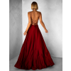 Bordó dlouhé plesové šaty CELLINES se šněrováním a rozparkem