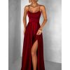 Bordó dlouhé plesové šaty CELLINES se šněrováním a rozparkem