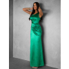 Zelené dlouhé asymetrické šaty KULOSA s rozparkem