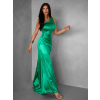 Zelené dlouhé asymetrické šaty KULOSA s rozparkem
