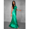 Zelené dlouhé asymetrické šaty KULOSA s rozparkem