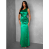 Zelené dlouhé asymetrické šaty KULOSA s rozparkem