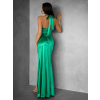 Zelené dlouhé společenské šaty PULONA s rozparkem