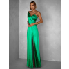 Zelené dlouhé asymetrické společenské šaty SIMONE