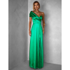 Zelené dlouhé asymetrické společenské šaty SIMONE