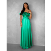 Zelené plesové saténové dlouhé šaty EBOLIA bez ramínek