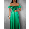 Zelené plesové saténové dlouhé šaty EBOLIA bez ramínek