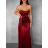 Bordó dlouhé saténové šaty ALITAN s korzetem
