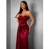Bordó dlouhé saténové šaty ALITAN s korzetem