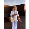 Bílý kalhotový mušelínový komplet THEIA s košilí