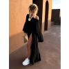 Černá mušelínová dlouhá sukně CARAXE s rozparky