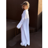 Bílé dlouhé maxi mušelínové košilové šaty EVANES