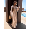 Béžové maxi dlouhé mušelínové košilové šaty EVANES