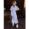 Bílé dlouhé mušelínové košilové šaty NUKET s krátkým rukávem