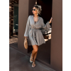 Šedohnědé krátké mušelínové šaty STEFANIE