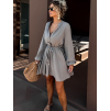 Šedohnědé krátké mušelínové šaty STEFANIE