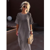 Šedohnědé mušelínové dlouhé maxi šaty SPEEDY
