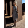 Šedohnědý mušelínový variabilní přehoz top šaty DASHER