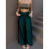 Smaragdové variabilní saténové vázací kalhoty MARINE