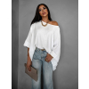 Bílá oversize tunika LYONNEL s dlouhým rukávem