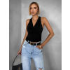 Černý elegantní top OWENS s výstřihem