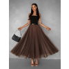 Hnědá dlouhá tylová sukně LETTEW