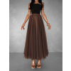 Hnědá dlouhá tylová sukně LETTEW