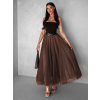 Hnědá dlouhá tylová sukně LETTEW