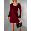 Vínové áčkové šaty STIEL s dlouhým rukávem