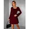 Vínové áčkové šaty STIEL s dlouhým rukávem