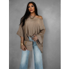 Hnědá oversize tunika LYONNEL s dlouhým rukávem