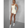Krémový žebrovaný kraťasový overal ALICAN
