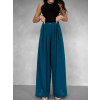 Petrolejové široké wide leg kalhoty VATIKA