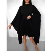 Černé plisované krátké šaty KRAGERO s dlouhým rukávem