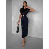 Tmavě modré elegantní šaty BANKANZA se sponou
