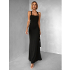 Černé dlouhé šaty NELINA s páskem