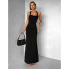 Černé dlouhé šaty NELINA s páskem