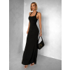 Černé dlouhé šaty NELINA s páskem