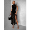 Černé krajkované šaty MEDARK s rozparkem