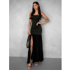 Černé dlouhé elegantní šaty BRIENNE s rozparkem