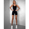 Černý stahující žebrovaný kraťasový overal ALICAN