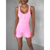 Růžový stahující kraťasový krátký overal ALICAN